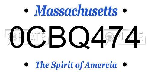 0CBQ474 Massachusetts License Plate