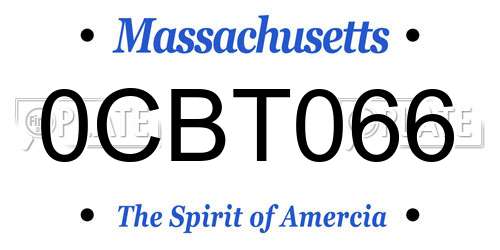 0CBT066 Massachusetts License Plate
