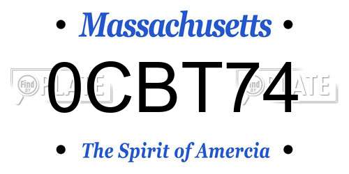 0CBT74 Massachusetts License Plate