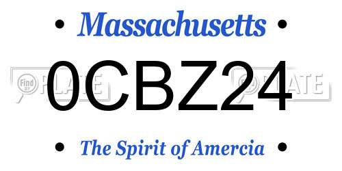 0CBZ24 Massachusetts License Plate