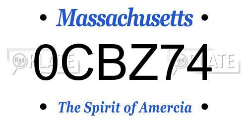 0CBZ74 Massachusetts License Plate