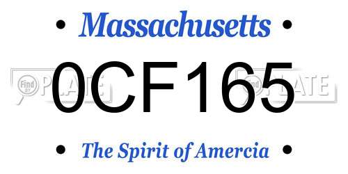 0CF165 Massachusetts License Plate
