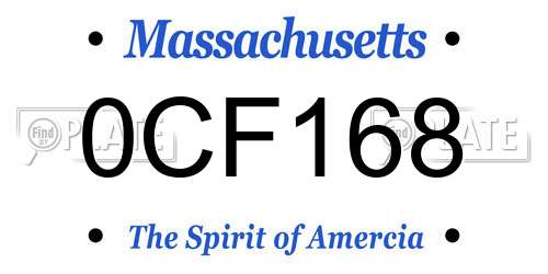 0CF168 Massachusetts License Plate