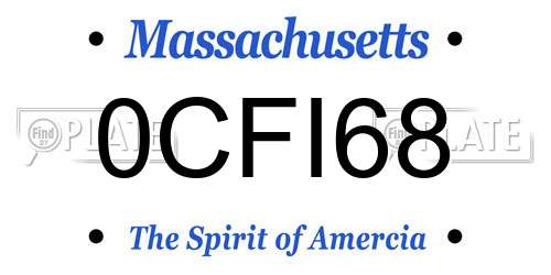 0CFI68 Massachusetts License Plate