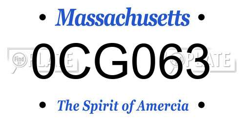 0CG063 Massachusetts License Plate