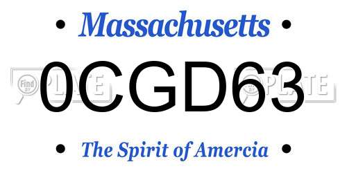 0CGD63 Massachusetts License Plate
