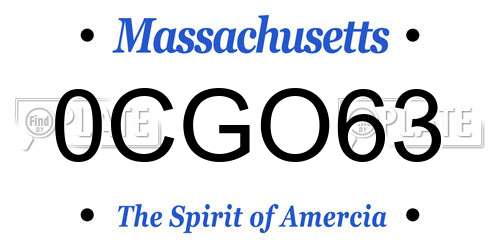0CGO63 Massachusetts License Plate