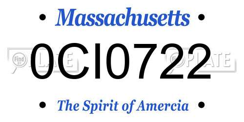 0CI0722 Massachusetts License Plate