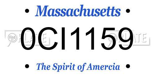 0CI1159 Massachusetts License Plate