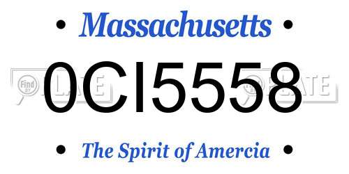 0CI5558 Massachusetts License Plate
