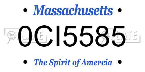 0CI5585 Massachusetts License Plate