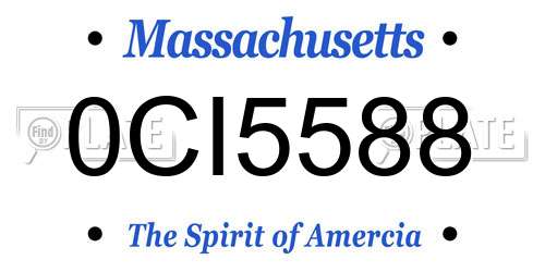 0CI5588 Massachusetts License Plate