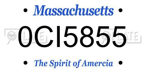0CI5855 Massachusetts License Plate