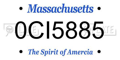0CI5885 Massachusetts License Plate