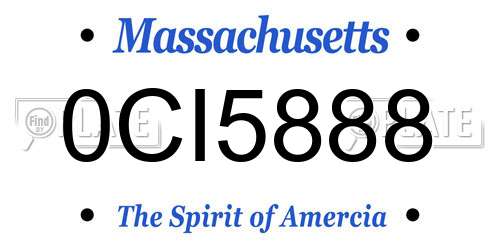 0CI5888 Massachusetts License Plate