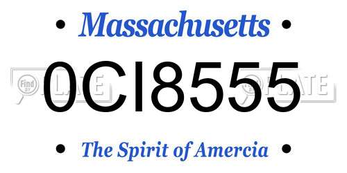 0CI8555 Massachusetts License Plate