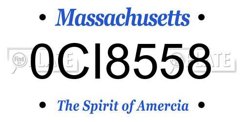 0CI8558 Massachusetts License Plate