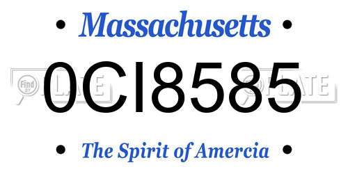 0CI8585 Massachusetts License Plate