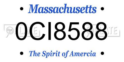 0CI8588 Massachusetts License Plate