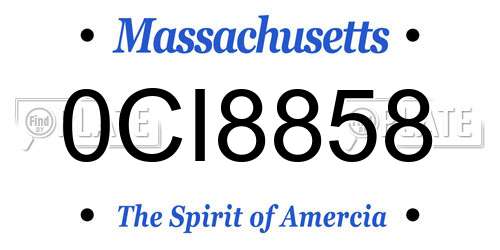 0CI8858 Massachusetts License Plate
