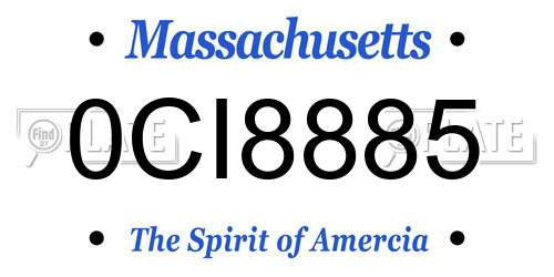 0CI8885 Massachusetts License Plate