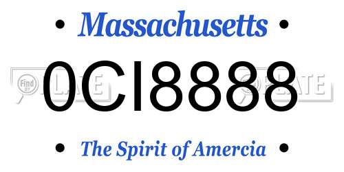 0CI8888 Massachusetts License Plate