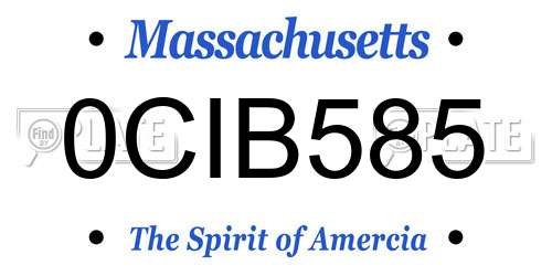 0CIB585 Massachusetts License Plate