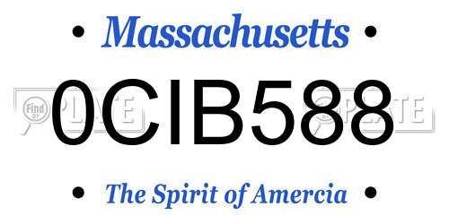 0CIB588 Massachusetts License Plate