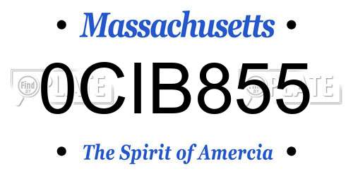 0CIB855 Massachusetts License Plate