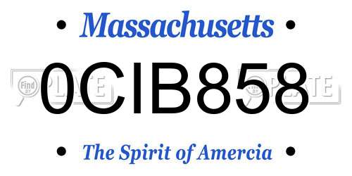 0CIB858 Massachusetts License Plate