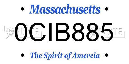 0CIB885 Massachusetts License Plate
