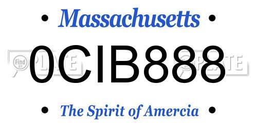 0CIB888 Massachusetts License Plate