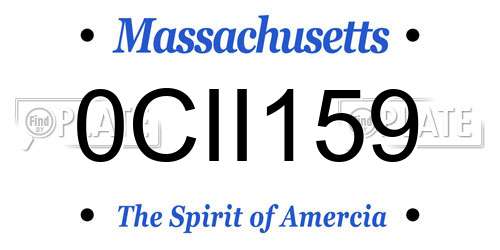 0CII159 Massachusetts License Plate