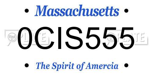 0CIS555 Massachusetts License Plate