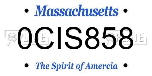 0CIS858 Massachusetts License Plate