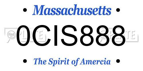 0CIS888 Massachusetts License Plate