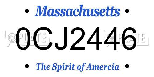 0CJ2446 Massachusetts License Plate