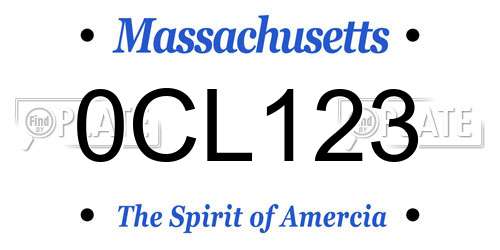 0CL123 Massachusetts License Plate
