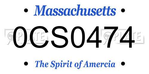 0CS0474 Massachusetts License Plate