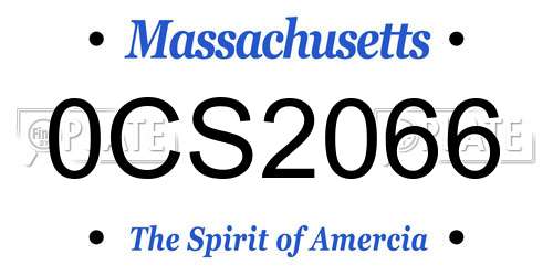 0CS2066 Massachusetts License Plate