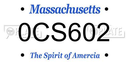 0CS602 Massachusetts License Plate
