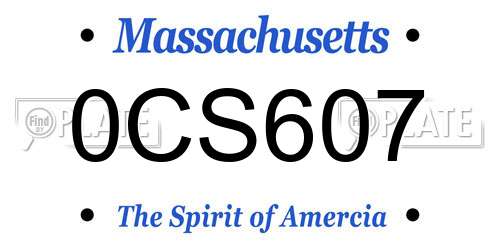 0CS607 Massachusetts License Plate