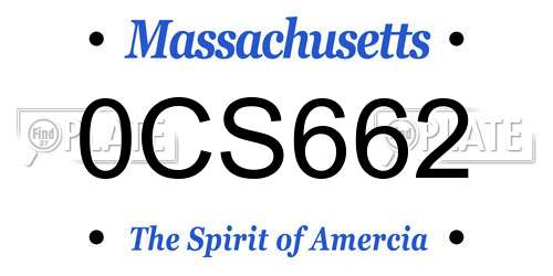 0CS662 Massachusetts License Plate