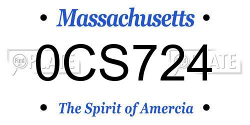 0CS724 Massachusetts License Plate