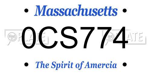 0CS774 Massachusetts License Plate