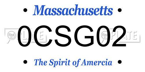 0CSG02 Massachusetts License Plate