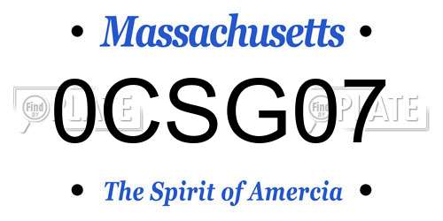0CSG07 Massachusetts License Plate