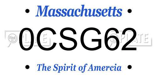 0CSG62 Massachusetts License Plate