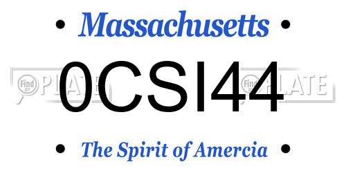 0CSI44 Massachusetts License Plate