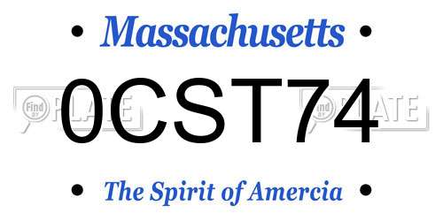 0CST74 Massachusetts License Plate